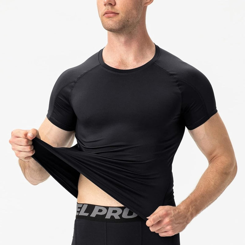 Laad afbeelding in Galerijviewer, Heren compressieshirt korte mouwen functioneel shirt sneldrogend loopshirt sportshirt fitnessshirt voor mannen - happygetfit.com
