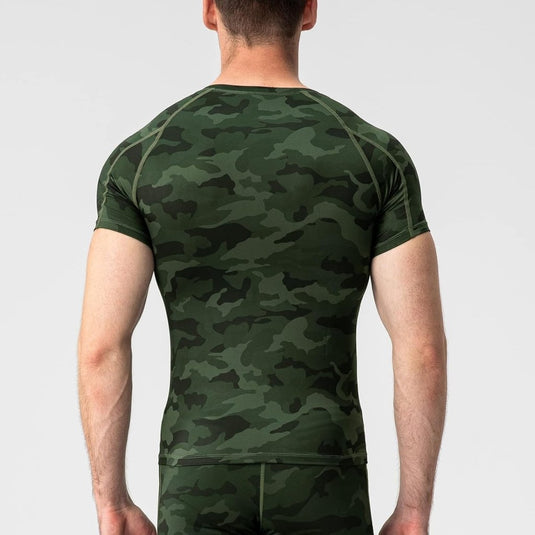 Heren compressieshirt korte mouwen functioneel shirt sneldrogend loopshirt sportshirt fitnessshirt voor mannen - happygetfit.com