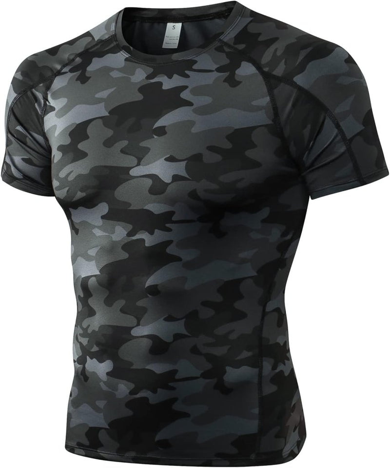 Laad afbeelding in Galerijviewer, Heren compressieshirt korte mouwen functioneel shirt sneldrogend loopshirt sportshirt fitnessshirt voor mannen - happygetfit.com
