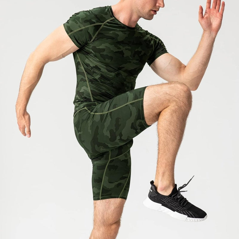 Load image into Gallery viewer, Heren compressieshirt korte mouwen functioneel shirt sneldrogend loopshirt sportshirt fitnessshirt voor mannen - happygetfit.com
