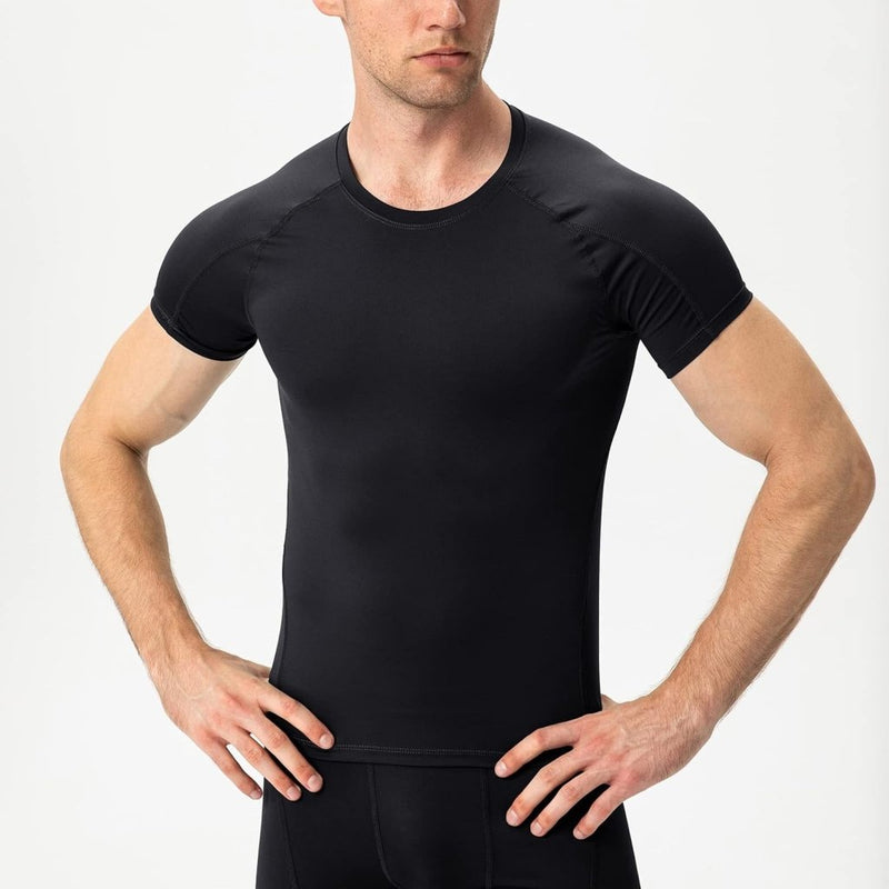 Laad afbeelding in Galerijviewer, Heren compressieshirt korte mouwen functioneel shirt sneldrogend loopshirt sportshirt fitnessshirt voor mannen - happygetfit.com
