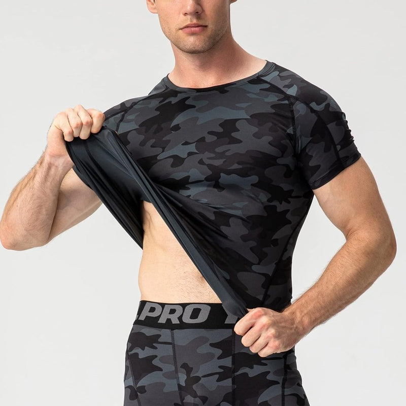 Load image into Gallery viewer, Heren compressieshirt korte mouwen functioneel shirt sneldrogend loopshirt sportshirt fitnessshirt voor mannen - happygetfit.com
