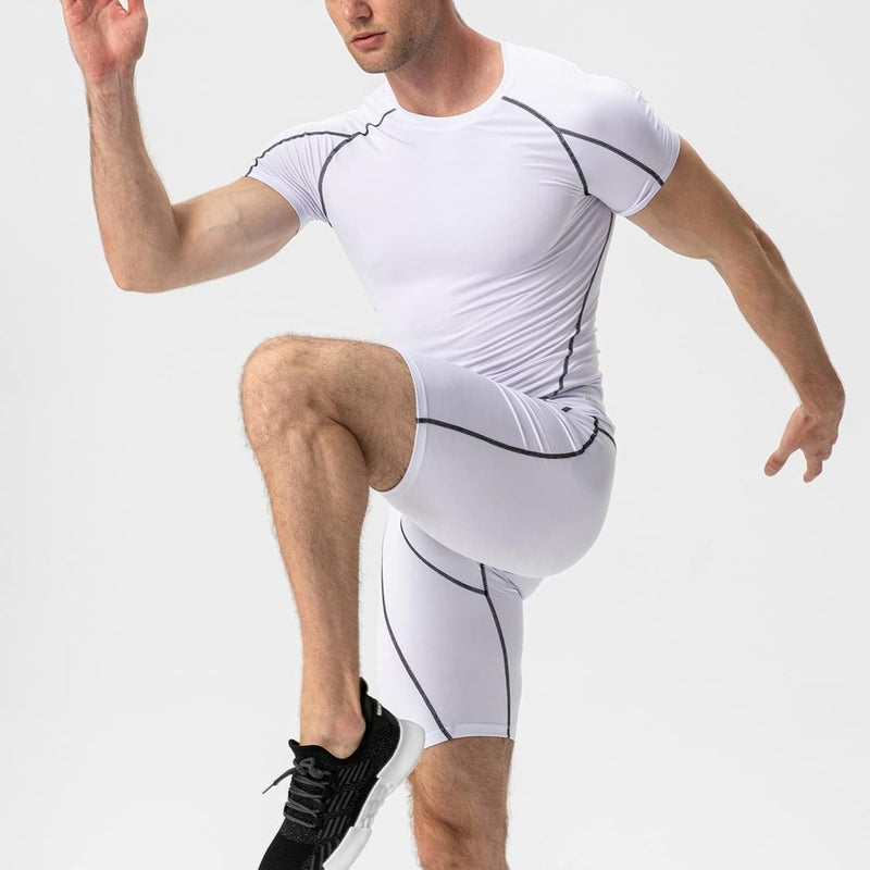 Load image into Gallery viewer, Heren compressieshirt korte mouwen functioneel shirt sneldrogend loopshirt sportshirt fitnessshirt voor mannen - happygetfit.com
