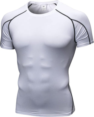 Heren compressieshirt korte mouwen functioneel shirt sneldrogend loopshirt sportshirt fitnessshirt voor mannen - happygetfit.com