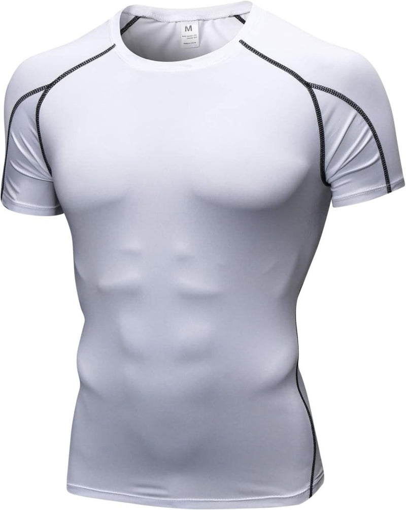 Laad afbeelding in Galerijviewer, Heren compressieshirt korte mouwen functioneel shirt sneldrogend loopshirt sportshirt fitnessshirt voor mannen - happygetfit.com
