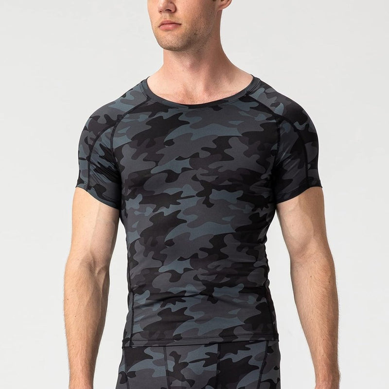 Load image into Gallery viewer, Heren compressieshirt korte mouwen functioneel shirt sneldrogend loopshirt sportshirt fitnessshirt voor mannen - happygetfit.com
