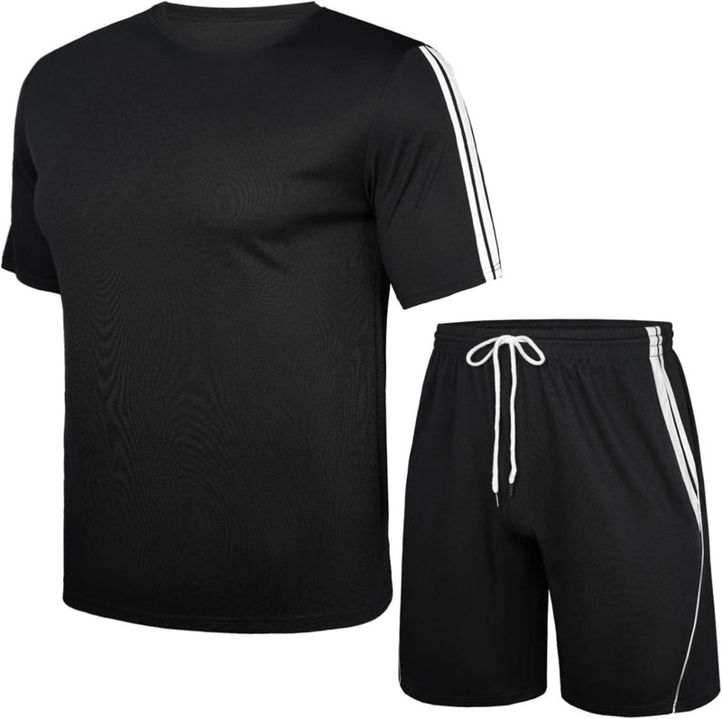 Chargez l'image dans la visionneuse de la galerie, Heren sportset met T-shirt en korte broek - happygetfit.com
