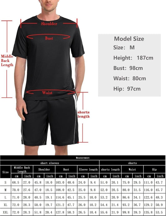 Heren sportset met T-shirt en korte broek - happygetfit.com