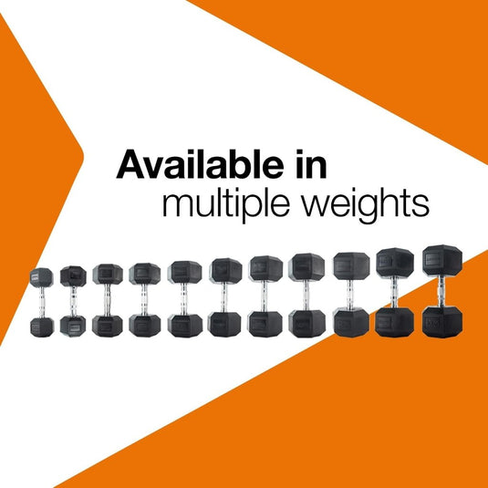 Hex dumbbell 5 kg rubber zwart - happygetfit.com
