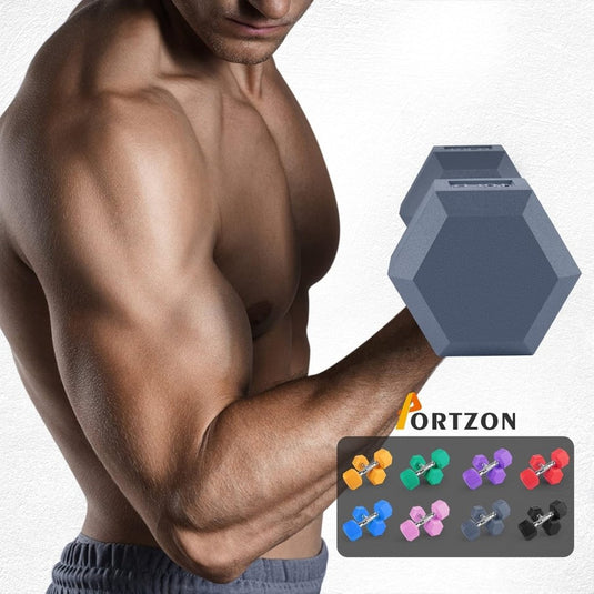 Hex dumbbells set van 2 met rubberen coating - happygetfit.com