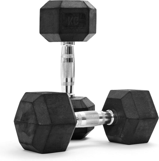 Hexagon halters, premium set van 2 (paar), 5-30 kg, antislip ommanteld, ergonomische verchroomde handgrepen, dumbbellset - happygetfit.com