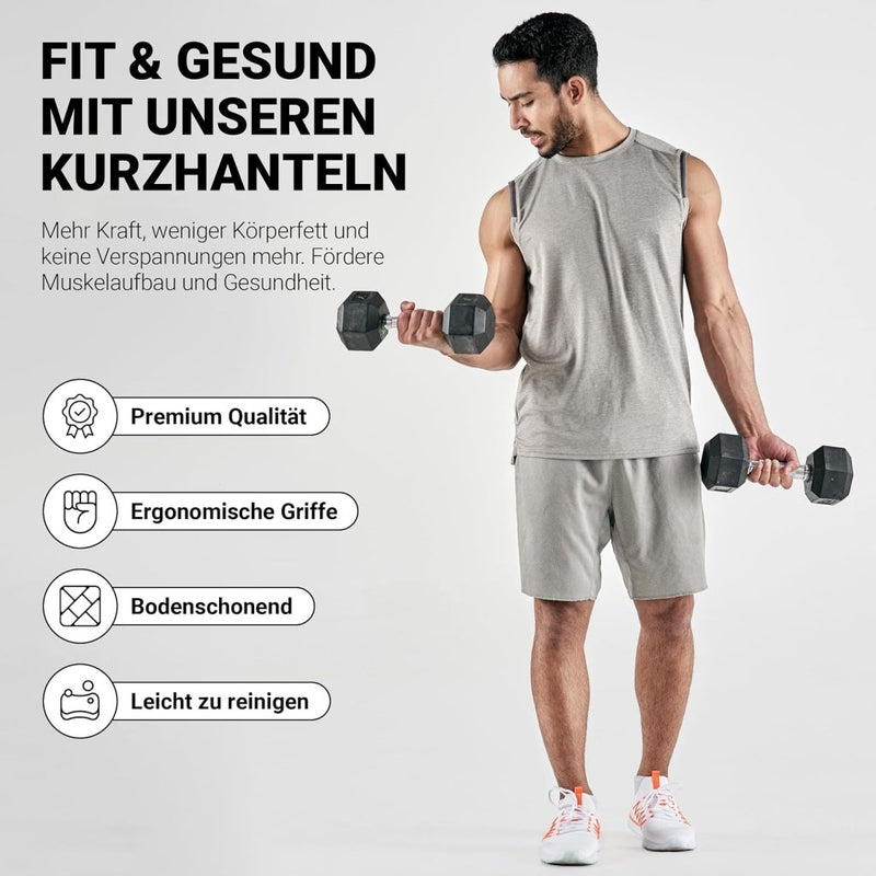 Load image into Gallery viewer, Hexagon halters, premium set van 2 (paar), 5-30 kg, antislip ommanteld, ergonomische verchroomde handgrepen, dumbbellset - happygetfit.com

