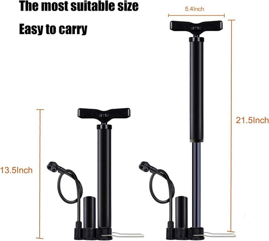 High Pressure Bike Floor Pump, Bicycle Pump, Bike Pump, Stand Pump 160PSI with Presta &Schrader Valves, Bike Air Pump with Ball Pump Needle for Bike Basketball - happygetfit.com