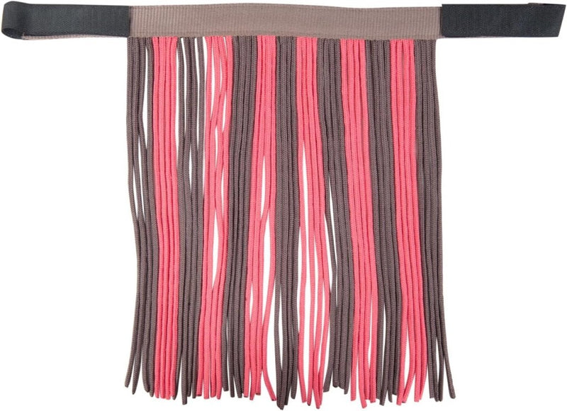 Laad afbeelding in Galerijviewer, HKM Holster met gebreide karabijnhaak &amp; vliegenfranjes, grijs/roze, pony - happygetfit.com
