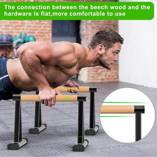 Hoge parallettes 31 cm met houten handgrepen tot 300 kg – push-up bars – calisthenics - happygetfit.com