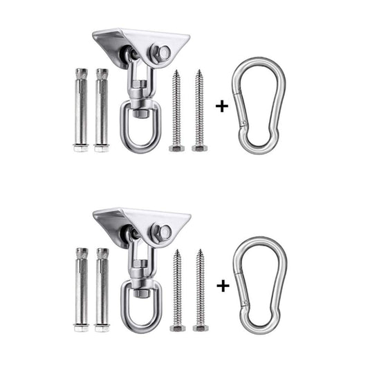 HOMPER Hammock Hanging Kit, 1000 lb Capacity Heavy Duty 360° Rotate Swing Hooks for Chair, Yoga, Outdoor Patio Porch,Black - happygetfit.com