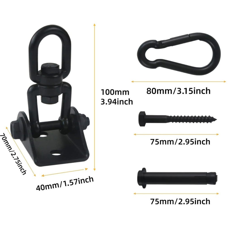 Laad afbeelding in Galerijviewer, HOMPER Hammock Hanging Kit, 1000 lb Capacity Heavy Duty 360° Rotate Swing Hooks for Chair, Yoga, Outdoor Patio Porch,Black - happygetfit.com
