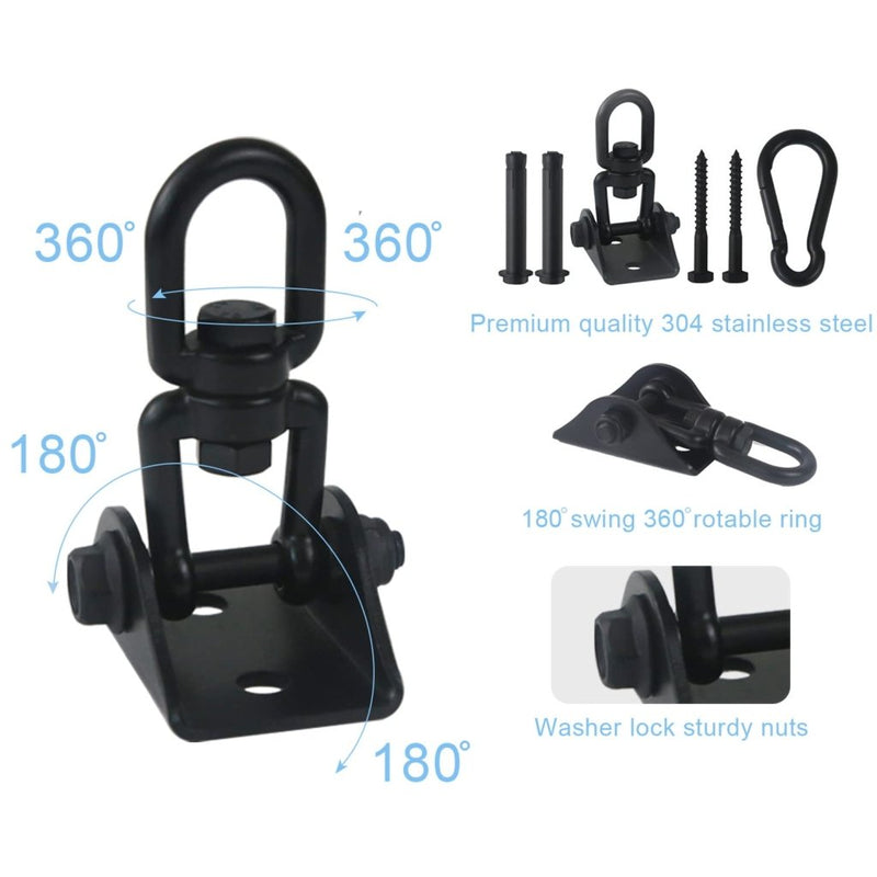 Laad afbeelding in Galerijviewer, HOMPER Hammock Hanging Kit, 1000 lb Capacity Heavy Duty 360° Rotate Swing Hooks for Chair, Yoga, Outdoor Patio Porch,Black - happygetfit.com
