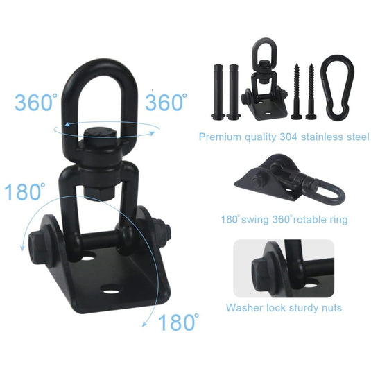 HOMPER Hammock Hanging Kit, 1000 lb Capacity Heavy Duty 360° Rotate Swing Hooks for Chair, Yoga, Outdoor Patio Porch,Black - happygetfit.com