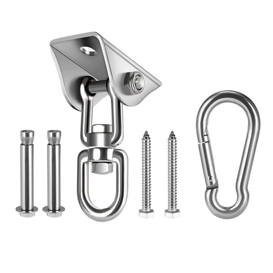 HOMPER Hammock Hanging Kit, 1000 lb Capacity Heavy Duty 360° Rotate Swing Hooks for Chair, Yoga, Outdoor Patio Porch,Black - happygetfit.com