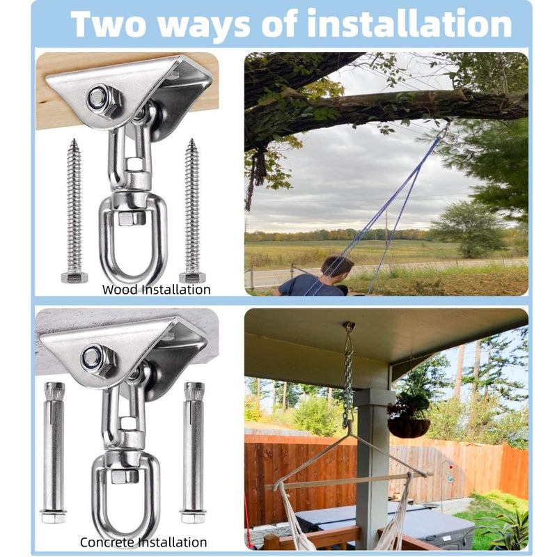 Laad afbeelding in Galerijviewer, HOMPER Hammock Hanging Kit, 1000 lb Capacity Heavy Duty 360° Rotate Swing Hooks for Chair, Yoga, Outdoor Patio Porch,Black - happygetfit.com

