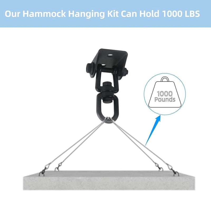 Laad afbeelding in Galerijviewer, HOMPER Hammock Hanging Kit, 1000 lb Capacity Heavy Duty 360° Rotate Swing Hooks for Chair, Yoga, Outdoor Patio Porch,Black - happygetfit.com
