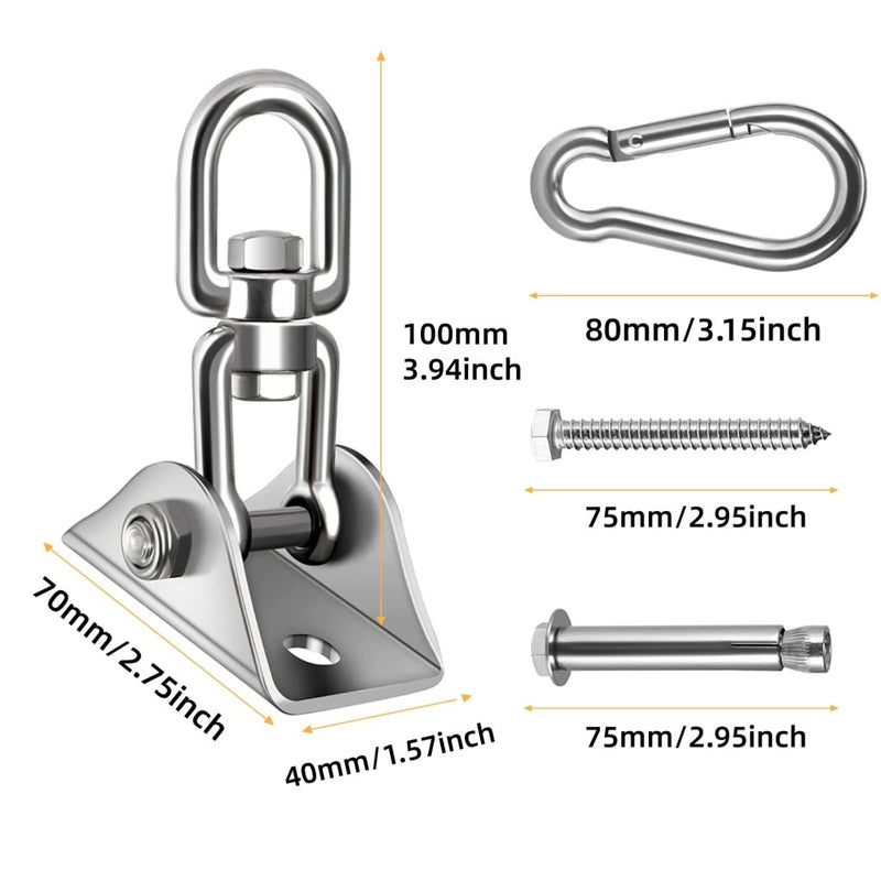 Laad afbeelding in Galerijviewer, HOMPER Hammock Hanging Kit, 1000 lb Capacity Heavy Duty 360° Rotate Swing Hooks for Chair, Yoga, Outdoor Patio Porch,Black - happygetfit.com
