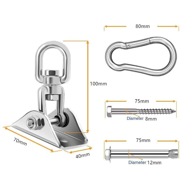 Laad afbeelding in Galerijviewer, HOMPER Hammock Hanging Kit, 1000 lb Capacity Heavy Duty 360° Rotate Swing Hooks for Chair, Yoga, Outdoor Patio Porch,Black - happygetfit.com
