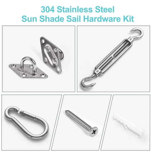 HOMPER M6 Awning Attachment Set, Heavy Duty Sun Shade Sail Stainless Steel Hardware Kit for Garden Triangle and Square, Rectangle, Fixing Accessories - happygetfit.com
