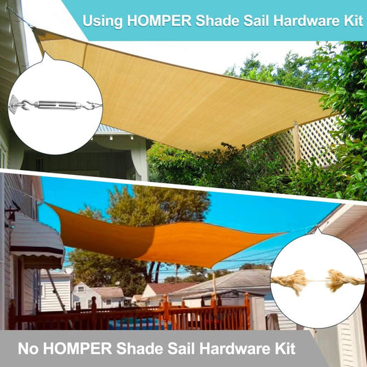 HOMPER M6 Awning Attachment Set, Heavy Duty Sun Shade Sail Stainless Steel Hardware Kit for Garden Triangle and Square, Rectangle, Fixing Accessories - happygetfit.com