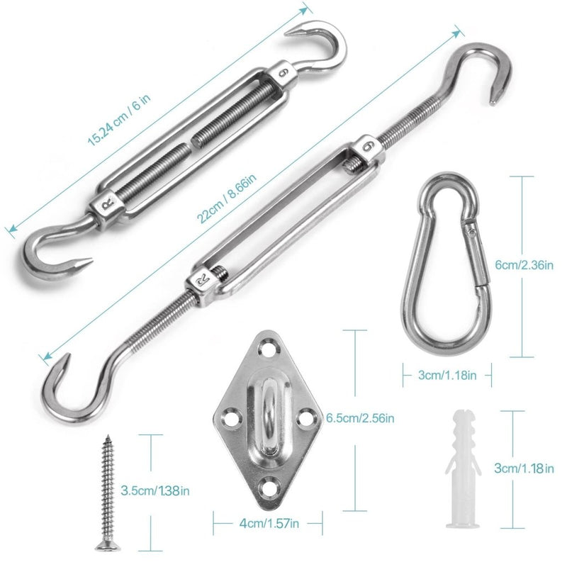 Load image into Gallery viewer, HOMPER M6 Awning Attachment Set, Heavy Duty Sun Shade Sail Stainless Steel Hardware Kit for Garden Triangle and Square, Rectangle, Fixing Accessories - happygetfit.com
