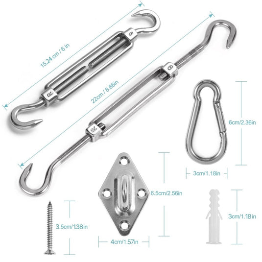 HOMPER M6 Awning Attachment Set, Heavy Duty Sun Shade Sail Stainless Steel Hardware Kit for Garden Triangle and Square, Rectangle, Fixing Accessories - happygetfit.com