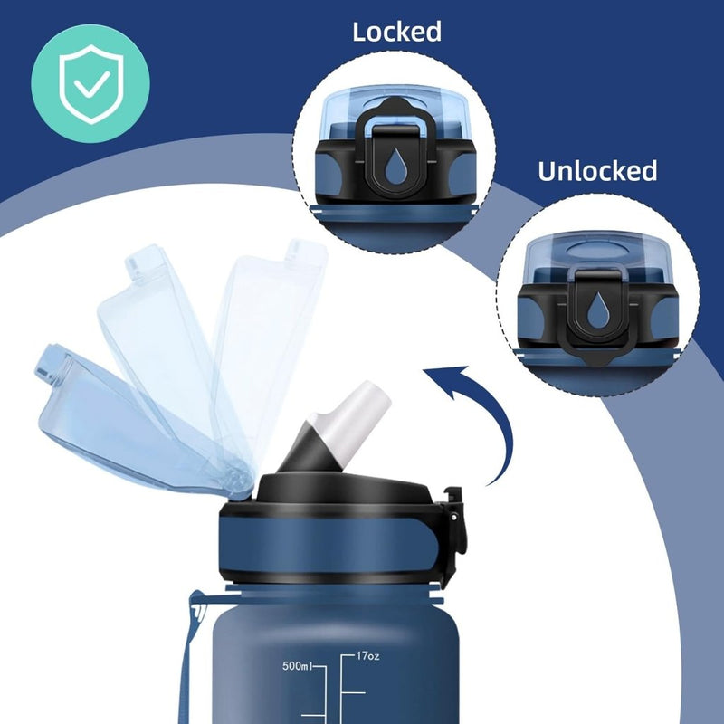 Laad afbeelding in Galerijviewer, HoneyHolly 500 ml Leak-Proof BPA-Free Motivational Water Bottle with Straw, Sports, Travel, Outdoor Activities - happygetfit.com
