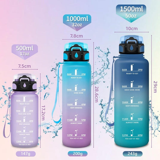 HoneyHolly 500 ml Leak-Proof BPA-Free Motivational Water Bottle with Straw, Sports, Travel, Outdoor Activities - happygetfit.com