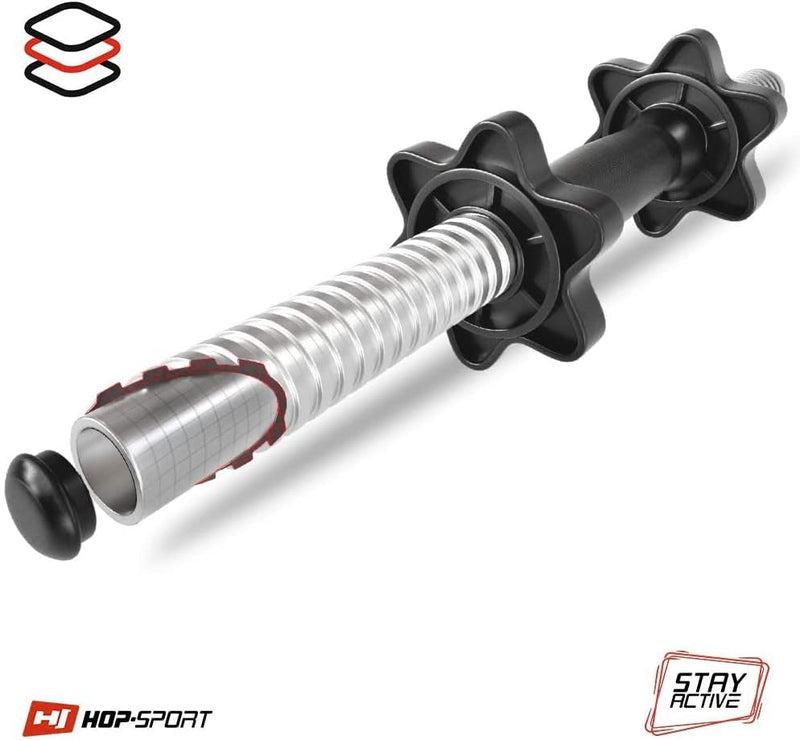 Load image into Gallery viewer, Hop-Sport Halterset 45 kg 1 x Lange Halterstang, 1 x Curl Stang, 2 x Korte Halters, Gewichten 2 x 5 kg / 4 x 2,5 kg / 6 x 1,25 kg - happygetfit.com
