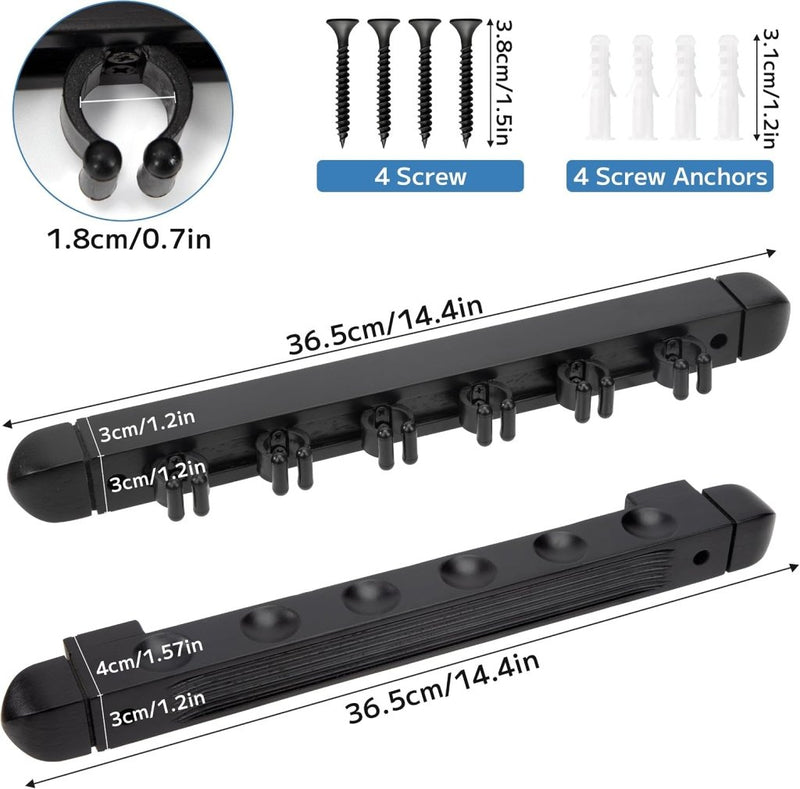 Load image into Gallery viewer, Houten biljartkeu wandhouder voor 6 keuen – zwart keurek voor pool en snooker - happygetfit.com
