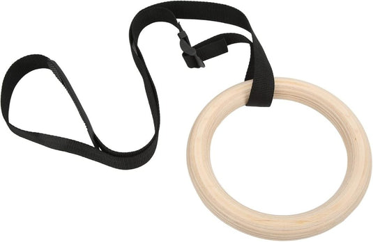 Houten gymnastiekringen 2 stuks van berkenhout met verstelbare ophangriemen – turnringen – calisthenics - happygetfit.com