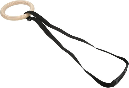 Houten gymnastiekringen 2 stuks van berkenhout met verstelbare ophangriemen – turnringen – calisthenics - happygetfit.com