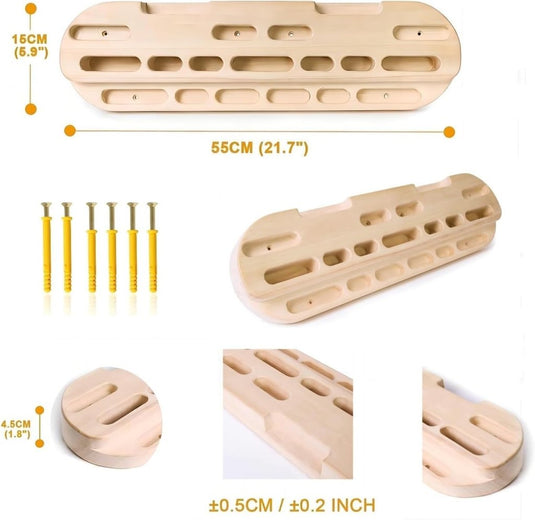 Houten hangboard 56 cm – klimtrainingsbord voor grip, vingerkracht en pull-up training - happygetfit.com