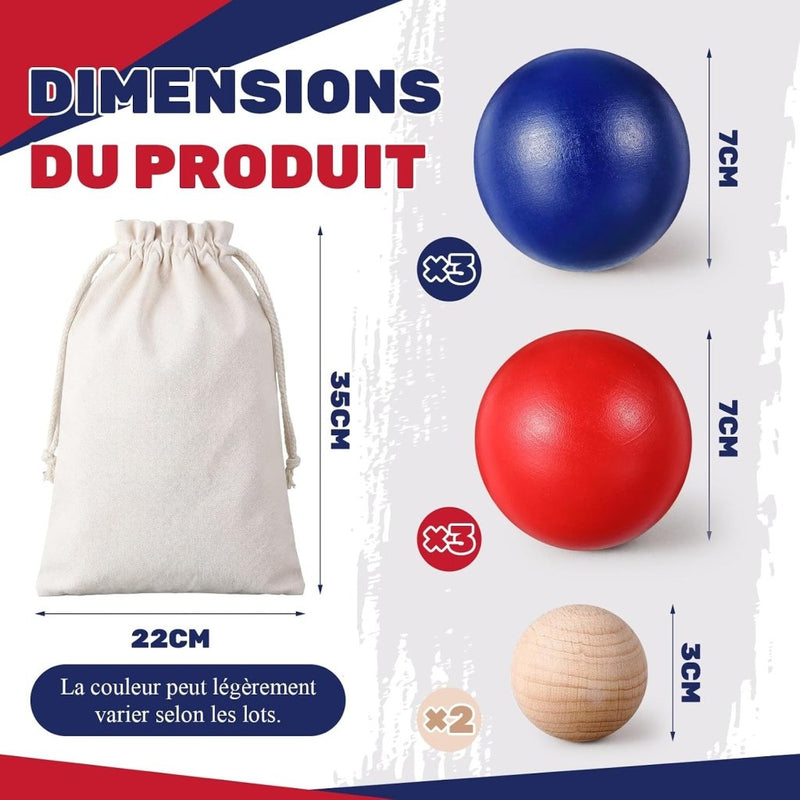Laad afbeelding in Galerijviewer, Houten jeu de boules set met 6 ballen van 7 cm inclusief 2 doelballen en draagtas – petanque – precisiespel - happygetfit.com
