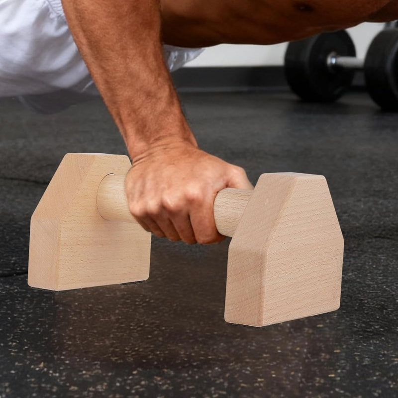 Załaduj obraz do przeglądarki galerii, Houten parallettes 2 stuks 20 cm met antislip rubberen voeten – push-up bars – calisthenics - happygetfit.com
