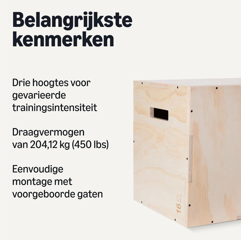 Laad afbeelding in Galerijviewer, Houten plyo box met 3 hoogtes tot 204 kg – jump box – plyometrische trainingsbox - happygetfit.com
