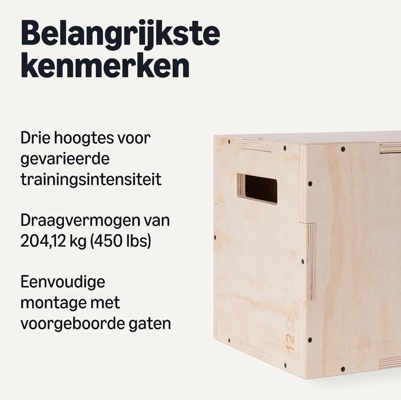 Laad afbeelding in Galerijviewer, Houten plyo box met 3 hoogtes tot 204 kg – jump box – plyometrische trainingsbox - happygetfit.com

