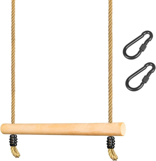 Houten trapezestang voor kinderen 42 cm met verstelbare ophangtouwen – turnschommel – speeltoestel - happygetfit.com