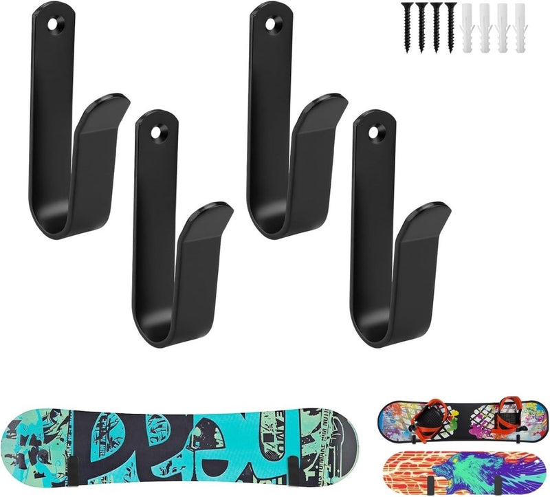 Load image into Gallery viewer, HXBGG16 Wandhouder voor snowboard, 4 stuks, zwart, snowboardhouder 10 cm, skateboard wandhouder met schroeven en expansiebuis, voor snowboard, skiboard, longboard, skateboard - happygetfit.com
