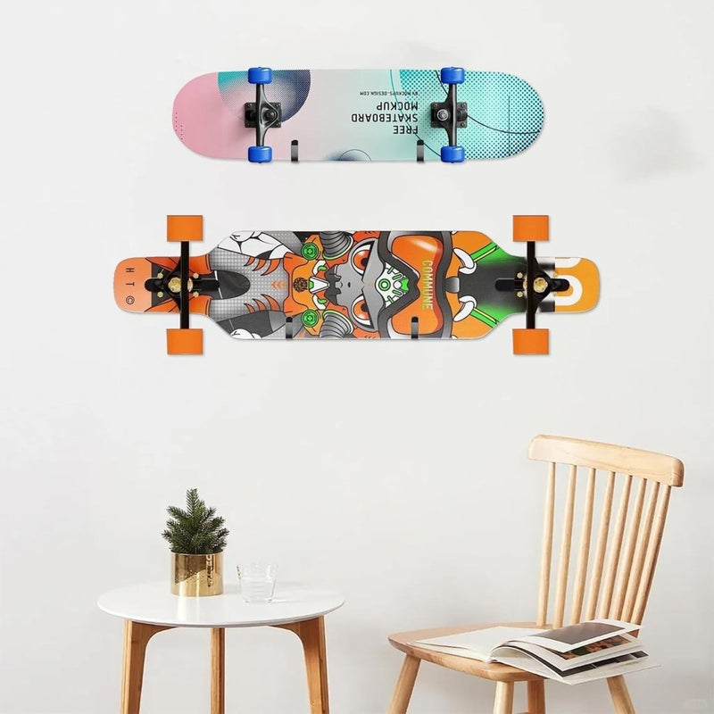 Load image into Gallery viewer, HXBGG16 Wandhouder voor snowboard, 4 stuks, zwart, snowboardhouder 10 cm, skateboard wandhouder met schroeven en expansiebuis, voor snowboard, skiboard, longboard, skateboard - happygetfit.com

