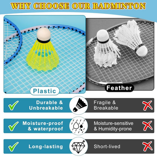 Hysagtek 12 Pcs Badminton Shuttlecocks Badminton Birdie, Indoor Outdoor Sport Ball Training Exercise Gym Fitness Game - happygetfit.com