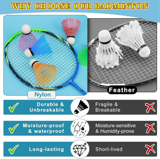 Hysagtek 12 Stuks Badminton Shuttles Badminton Birdie, Indoor Outdoor Sport Bal Training Oefening Gym Fitness Spel - happygetfit.com
