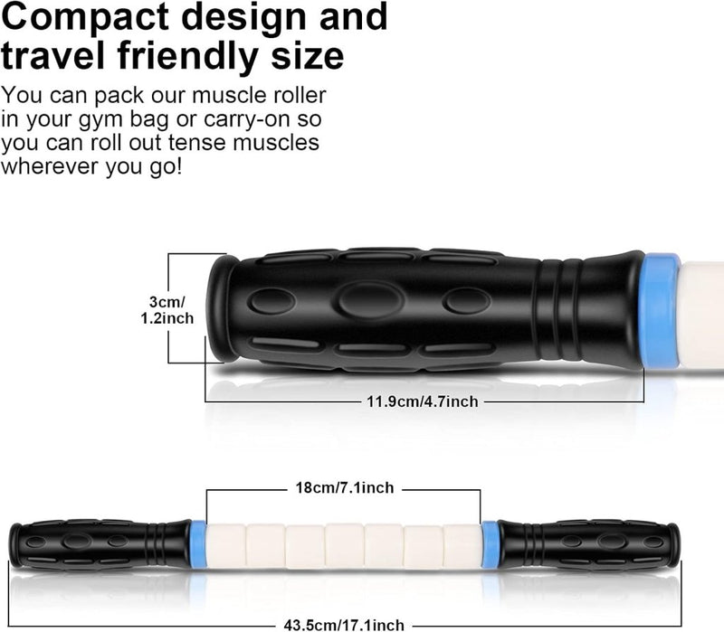 Load image into Gallery viewer, iGreely Foamroller 17 inch, iGreely massagerol met dubbele handgreep, bultontwerp massageroller, spierroller stick aanbevolen door fysiotherapeuten bevordert herstel snelle verlichting voor krampen - happygetfit.com
