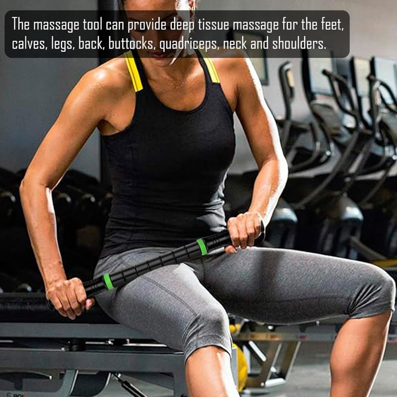 Load image into Gallery viewer, iGreely Foamroller 17 inch, iGreely massagerol met dubbele handgreep, bultontwerp massageroller, spierroller stick aanbevolen door fysiotherapeuten bevordert herstel snelle verlichting voor krampen - happygetfit.com
